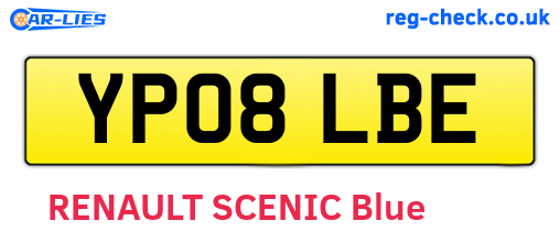 YP08LBE are the vehicle registration plates.