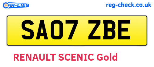 SA07ZBE are the vehicle registration plates.