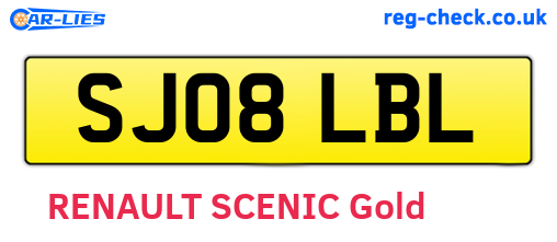 SJ08LBL are the vehicle registration plates.