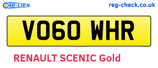 VO60WHR are the vehicle registration plates.