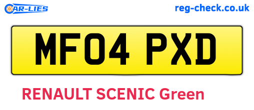 MF04PXD are the vehicle registration plates.