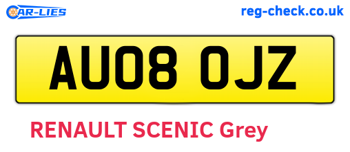 AU08OJZ are the vehicle registration plates.