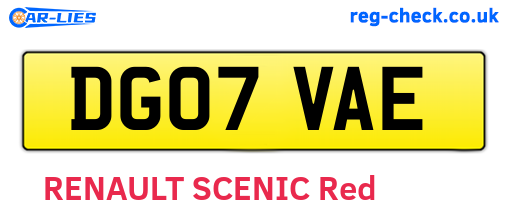 DG07VAE are the vehicle registration plates.