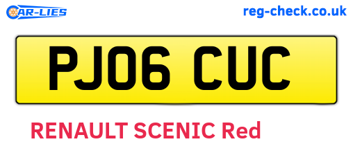 PJ06CUC are the vehicle registration plates.
