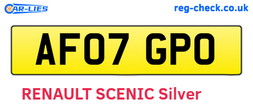 AF07GPO are the vehicle registration plates.