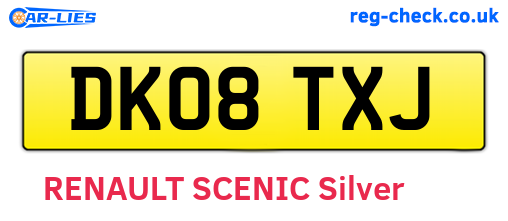 DK08TXJ are the vehicle registration plates.