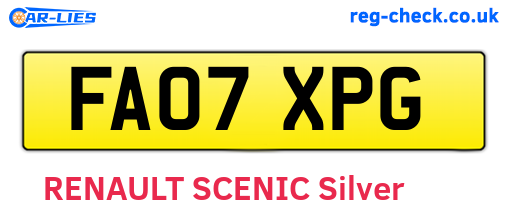 FA07XPG are the vehicle registration plates.