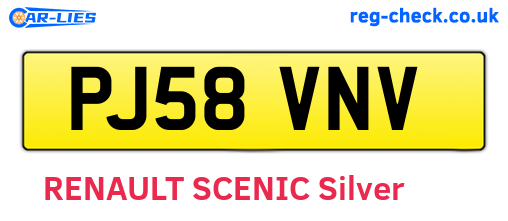 PJ58VNV are the vehicle registration plates.