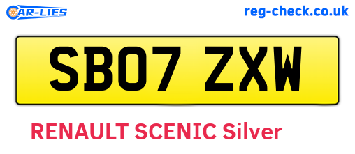 SB07ZXW are the vehicle registration plates.