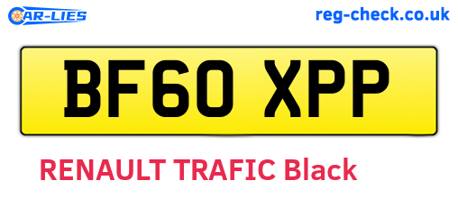 BF60XPP are the vehicle registration plates.