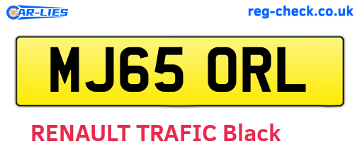 MJ65ORL are the vehicle registration plates.