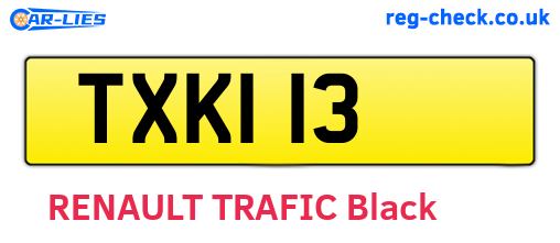 TXK113 are the vehicle registration plates.