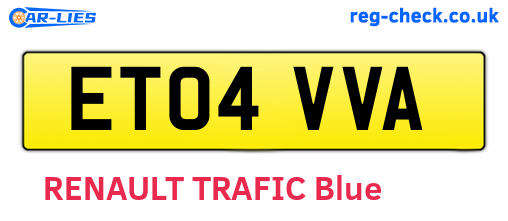ET04VVA are the vehicle registration plates.