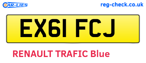 EX61FCJ are the vehicle registration plates.