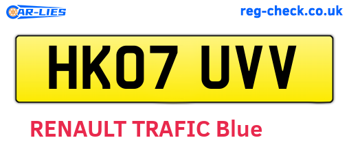 HK07UVV are the vehicle registration plates.