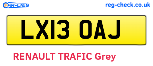LX13OAJ are the vehicle registration plates.