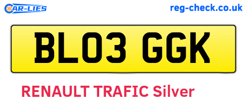 BL03GGK are the vehicle registration plates.