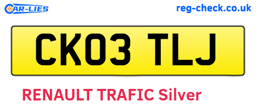 CK03TLJ are the vehicle registration plates.