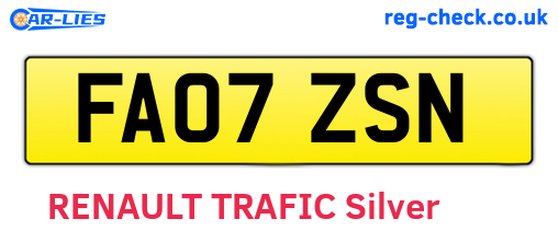 FA07ZSN are the vehicle registration plates.