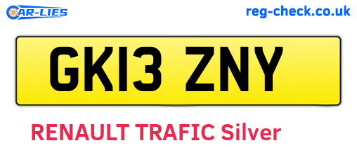 GK13ZNY are the vehicle registration plates.