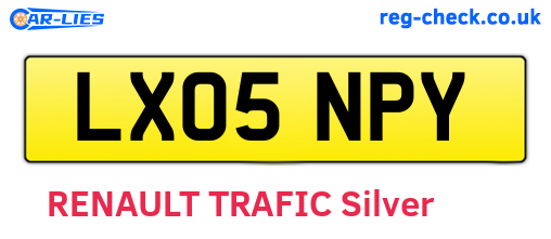 LX05NPY are the vehicle registration plates.