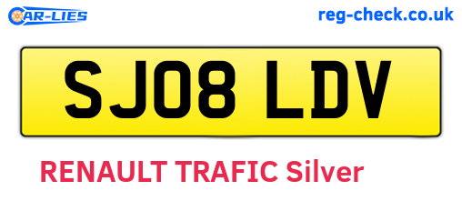 SJ08LDV are the vehicle registration plates.