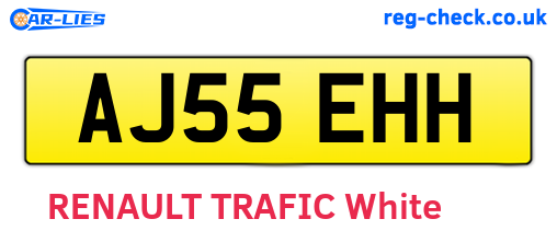 AJ55EHH are the vehicle registration plates.