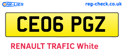 CE06PGZ are the vehicle registration plates.