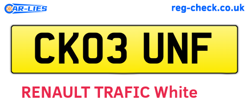 CK03UNF are the vehicle registration plates.