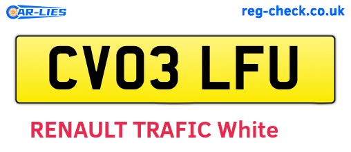 CV03LFU are the vehicle registration plates.