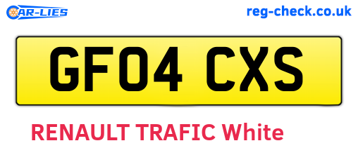 GF04CXS are the vehicle registration plates.