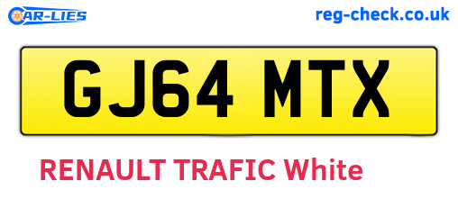 GJ64MTX are the vehicle registration plates.