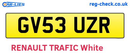 GV53UZR are the vehicle registration plates.
