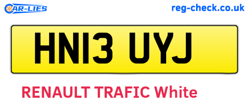 HN13UYJ are the vehicle registration plates.