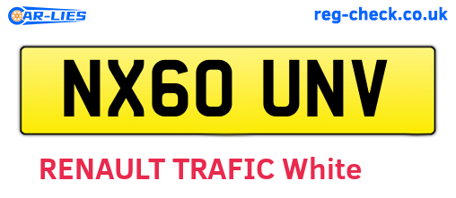 NX60UNV are the vehicle registration plates.