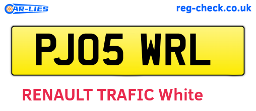 PJ05WRL are the vehicle registration plates.