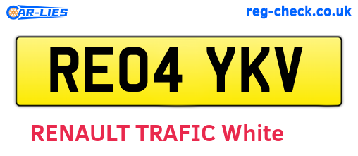 RE04YKV are the vehicle registration plates.
