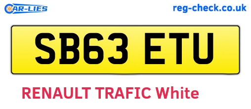 SB63ETU are the vehicle registration plates.