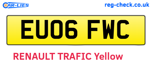 EU06FWC are the vehicle registration plates.