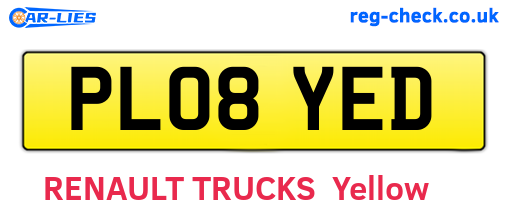 PL08YED are the vehicle registration plates.