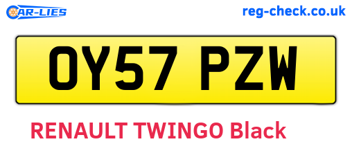 OY57PZW are the vehicle registration plates.