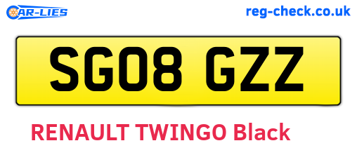 SG08GZZ are the vehicle registration plates.