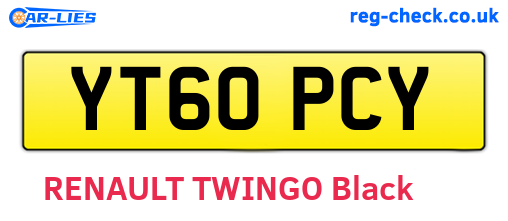 YT60PCY are the vehicle registration plates.