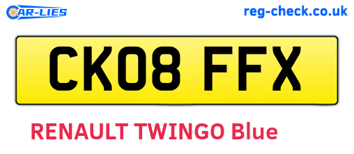 CK08FFX are the vehicle registration plates.
