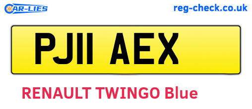 PJ11AEX are the vehicle registration plates.