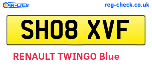 SH08XVF are the vehicle registration plates.