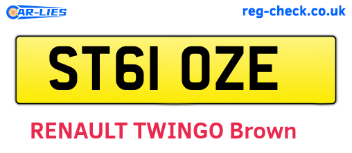 ST61OZE are the vehicle registration plates.
