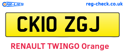 CK10ZGJ are the vehicle registration plates.