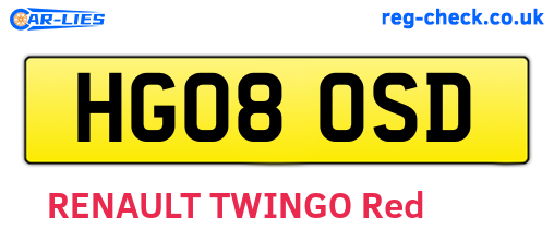 HG08OSD are the vehicle registration plates.