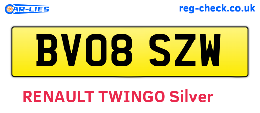BV08SZW are the vehicle registration plates.